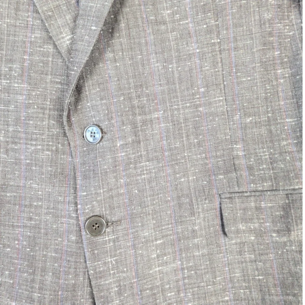 Leishman Mens 41R Wool Blend Blazer Grey Brown Pinstripe Sport Coat Canada